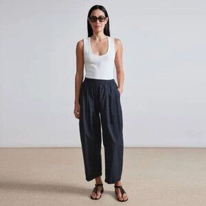 Apiece Apart Spa Pleat Cropped Pant in Black linen cotton medium
